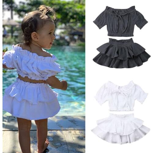 Summer Toddler Baby Girls Tops Shirt + Ruffle Dress Kid Newborn Clothes Outfit 0-4Y