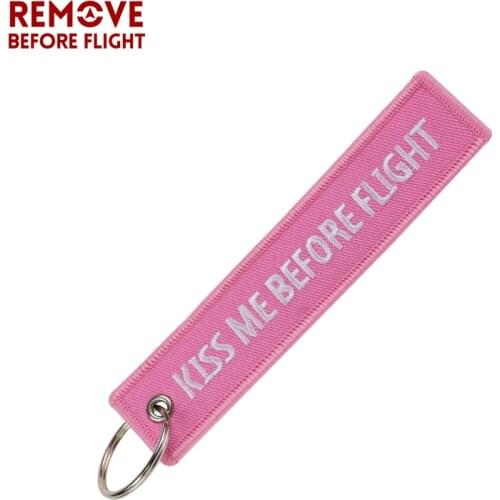 Fashion Keychain Bijoux Kiss Me Before Flight llaveros Keychains Embroidery Key Fobs OEM Car Key Chains for Motorcycles Key Ring