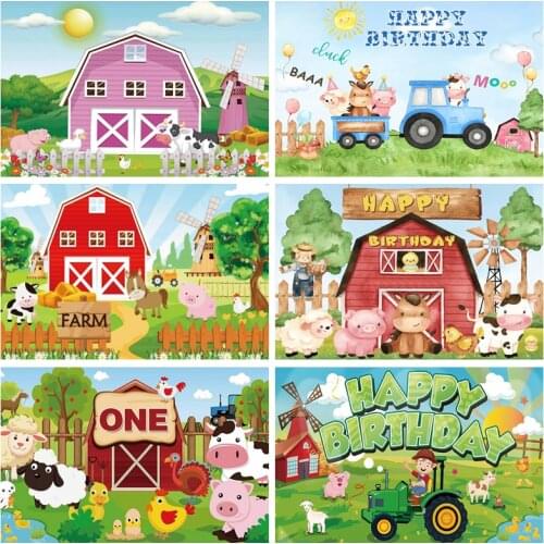Yeele Cartoon Farm Pink Barn Animal Newborn Baby Shower Birthday Backdrop Photography Background Photocall For Photo Studio Prop