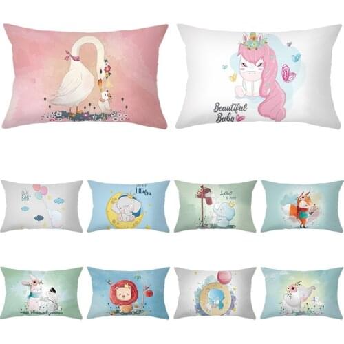 Cartoon Cushion animal Family Print Pillow Case Bird Polyester Cotton 30*50 CM Throw Pillow Cover Decoration For Home Office