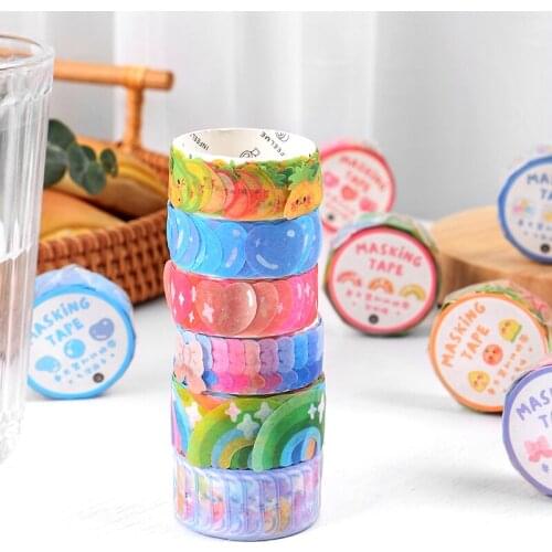 SaYing Small Fresh Cute Sweetheart Color Hand Account Sticker Single Piece Of Tearable Paper Tape Color Pattern Diy Sticker