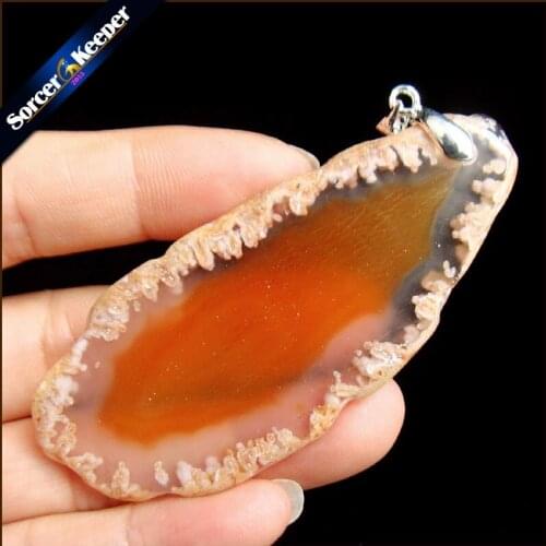 Natural Crystal Gem Stone Jewelry Red Rough Art Botswana Agates Slice Beads Pendant Necklace New Trendy Gift for Women RS617