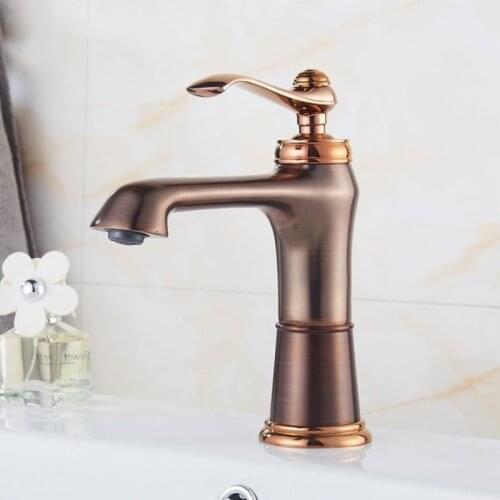 New Basin Faucet Solid Brass Rose Gold Waterfall Bathroom Sink Faucet Mixer Tap Torneira Banheiro