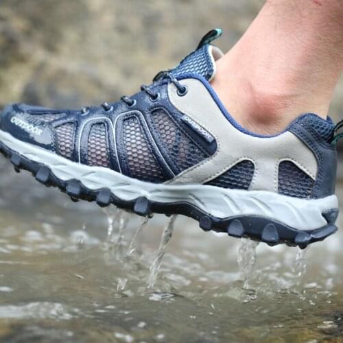 Mountain Climbing Shoes New Fashion Women Hiking Shoes Men Mesh Trekking Shoes Net Breathable Hunting Boots Quick-dry 4.5-10