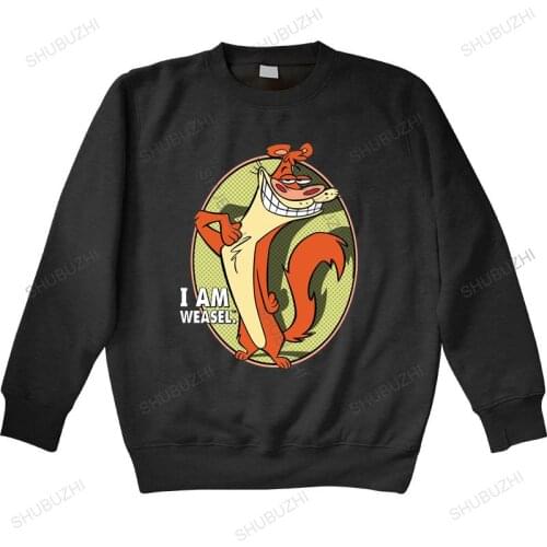 Autumn winter hoodies Cartoon Network I Am Weasel Show Weasel Picture Shirt Man crew neck hoodie