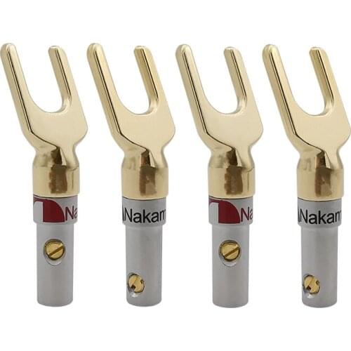 Gold Plated Speaker Plugs Y/U- type Banana Plug Cable Wire Connector Fork Spade Banana Audio Speaker Plug Adapter Terminals