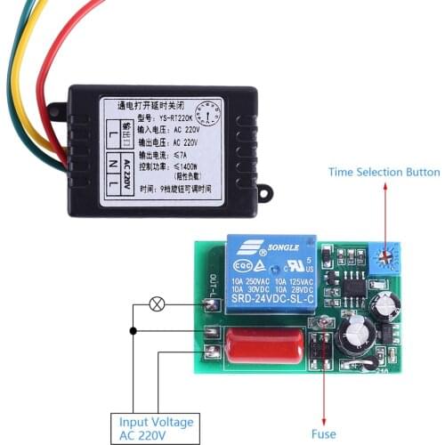 AC 110V 220V Power-ON Delay Relay Module Voltage Output 180min Adjustable Switch Timer Delay Controller