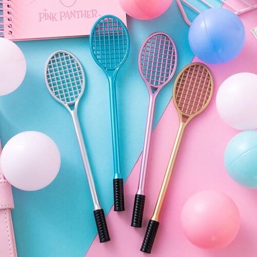 Creative Simulation Plastic Badminton Racket Gel Pen Kawaii Stationery 0.38mm Gel Ink Signing Pen Office Student Supplies
