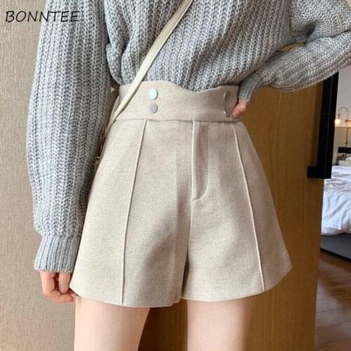 Shorts Women Simple Solid Popular Ulzzang Trendy College All Match Zipper Streetwear Female Leisure Loose High Waist Autumn Ins