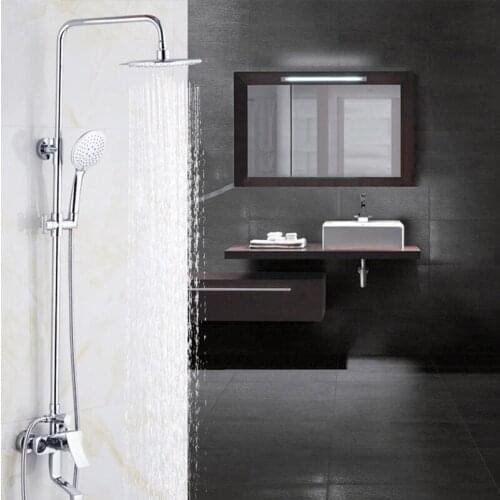 Modern Bathroom Big Rain Shower Faucet Set Chrome Mixer Water Taps With Hand Shower Head Set Wall Mounted Shower Set S79-347
