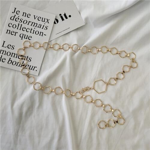 Chain Belt Ms. Decoration Slender Simple Wild with Dress Metal Circle Chains Fashion Leather Waistband