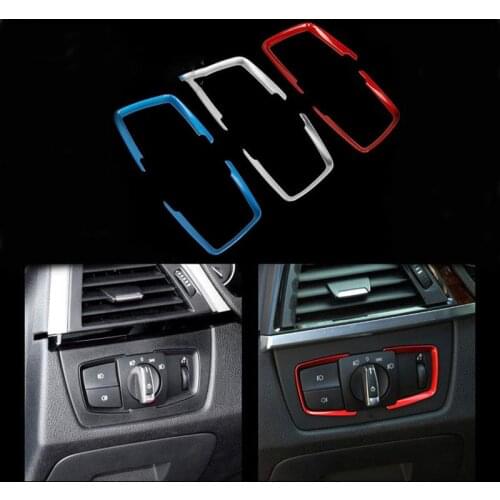 1pcs Car Sticker Chrome Interior Decoration Headlight Switch Frame Trim Cover for BMW F30 F31 F32 3 4 Series Car Accessories