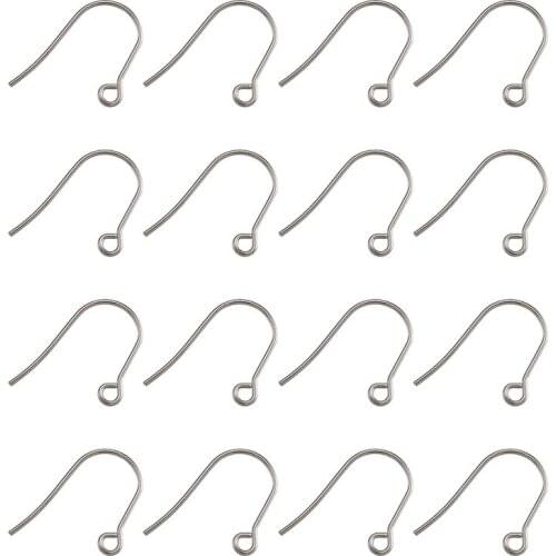 100pcs 304 Stainless Steel Earring Hooks Ear Wire for DIY Jewelry Making Earring Accessories 18x15x0.8mm Hole: 2mm