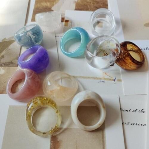 2021 New Colorful Transparent Acrylic Irregular Marble Pattern Ring Resin Tortoise Rings for Women Girls Jewelry