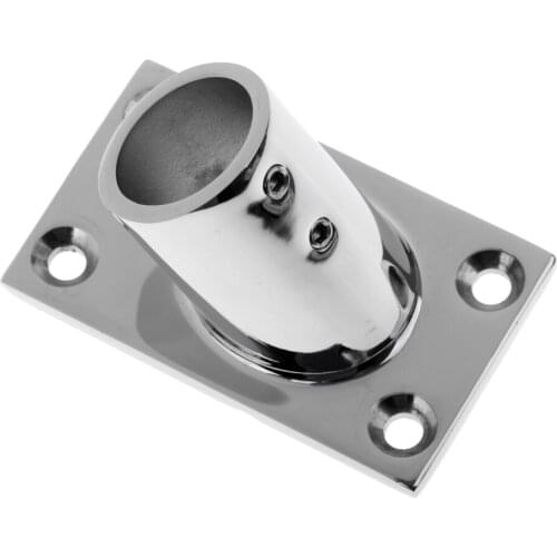 2 x 60 Degree Boat Deck Hand Rail Fittings Rectangle Base for 7/8 Tubing, Marine Dock Hardware, 316 Stainless Steel (Silver)