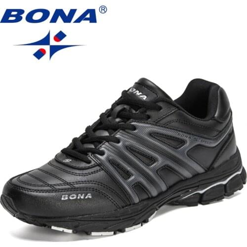 BONA 2021 New Designers Action Leather Running Shoes for Men Walking Jogging Sport Sneakers Man Athletic Running Training Shoes