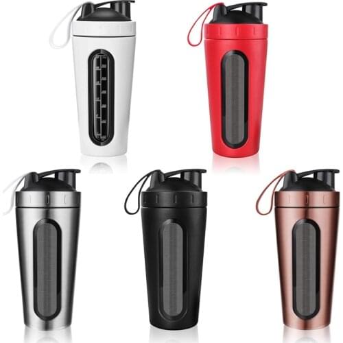 Protein Shaker Bottle, Stainless Steel Sports Water Bottle Shaker Cup, Leak Proof, BPA Free