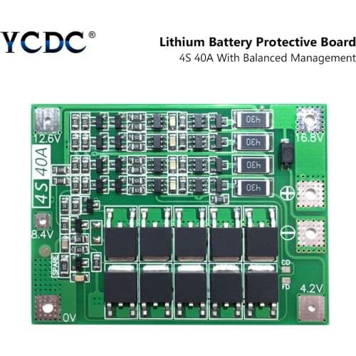 4S 40A 4S40A BMS 14.8V 16.8V 18650 26650 Lithium Li-ion Battery Protection Board PCB With Balanced Version For Drill 40A Current