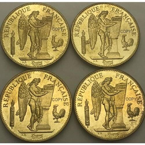 France 1882 1887 1889 1894 A Republique Francaise Liberte Egalite Fraternite 100 Francs Gold Copy Coin Brass Metal