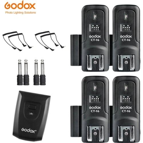 Godox CT-16 16 Channels Wireless Radio Flash Trigger Transmitter + 4PCS Receiver Set for Canon Nikon Olympus Pentax Studio Flash