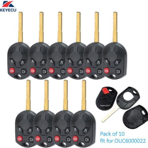 KEYECU for Ford C-Max Escape Focus Transit Connect FCC: OUCD6000022 3+1 4 Button Remote Car Key Shell Case Fob