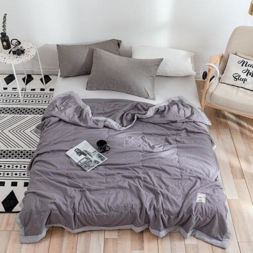 Nordic Summer Quilt Simple Air-conditioning Solid Color Comforter soft Breathable Blanket Cool Bed Cover On The Bed