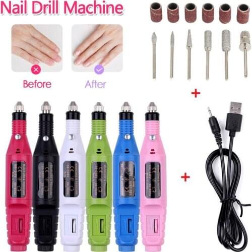 1 Set USB Charging Electric Nail Drill Machine Kit Remove Polish Nail Art Pen Pedicure Nail File Manicure Machine Nail Art Tools