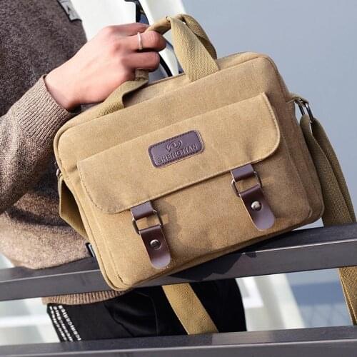Mens canvas bag shoulder diagonal handbag business casual mens bag retro backpack doctor style mens bag
