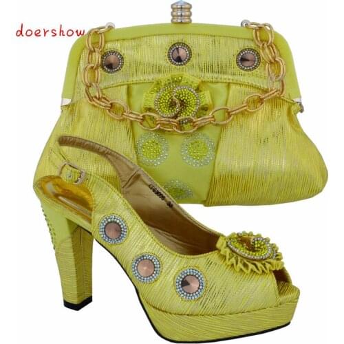 New Fashion Italian Shoes And Bag Set Italy Ladies Open Toe Heels African Shoes And Bag Set For Party doershow !VL1-31