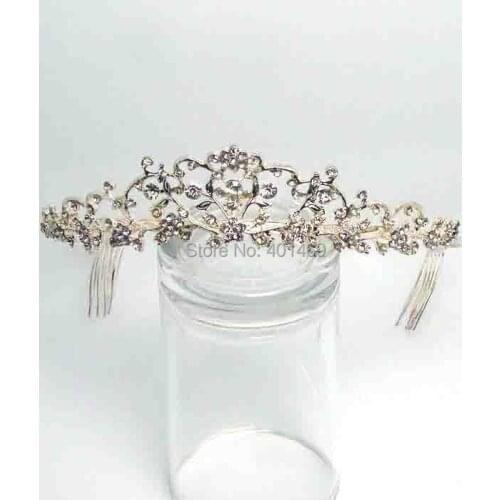 New crystals metal alloy flower hair tiara crown wedding jewelry accessory ornaments