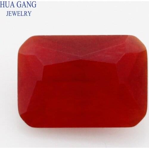 Octangle Shape Red Matte Bottom Cut Loose Glass Beads Synthetic Gems For Jewelry Size 4x6~13x18m Free Shipping