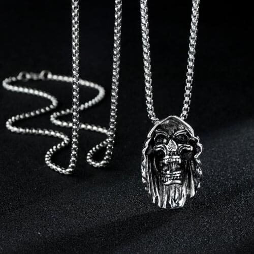Vintage New Hip Hop Mens Fashion Monster Skull Pendant Necklace for Men/Women Party Jewelry Gothic Accessoriess
