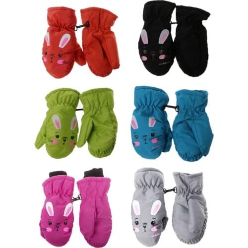 Kids Winter Warm Gloves Windproof For Children Boys Girls Ski Cycling Climbing Outdoor Gloves Waterproof Anti-slip leather