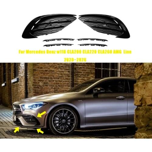 Front Bumper Lip Canards Splitter Fog Lamp Grille Diffuser For Mercedes W118 C118 CLA180 CLA200 CLA220 CLA250 CLA35 AMG 2020