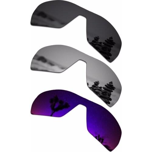 SmartVLT 3 Pieces Polarized Sunglass Replacement Lenses for Oakley Offshoot Stealth Black and Silver Titanium and Plasma Purple