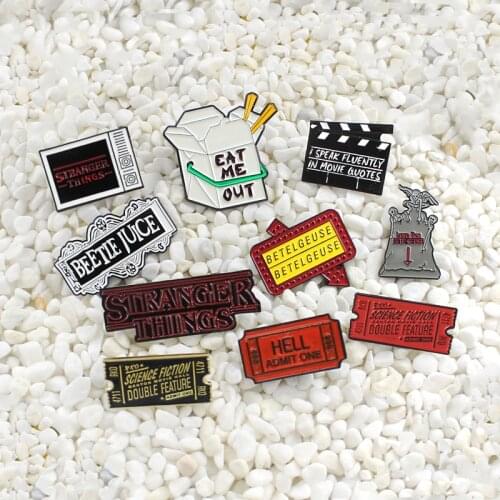 Shooting item record board Billboard slogan Red character TV screen Movie ticket stub Stone monument monster red arrow brooch