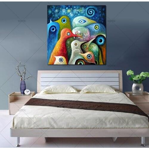 Hand Painted Modern Abstract Cartoon Animal Oil Painting On Canvas colourful animal picture Wall Art For child Room Home Decor