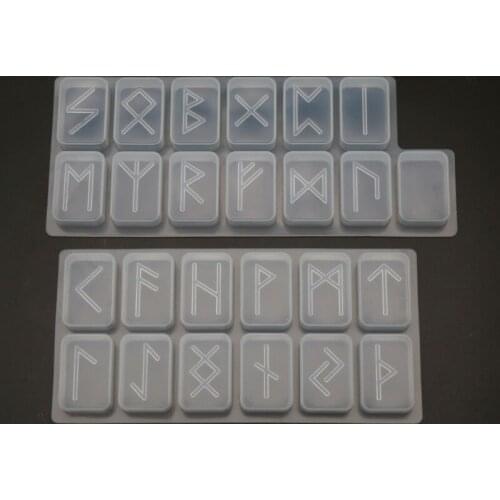 Viking Rune Stones Witch Resin Mold Kit with Engraved Elder Futhark Alphabet