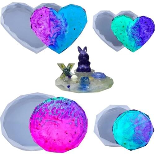 Heart Shape Silicone Crystal Epoxy Resin Mold Round Drop Silicone Mold Resin Mold For DIY Desktop Decorations Jewelry Making