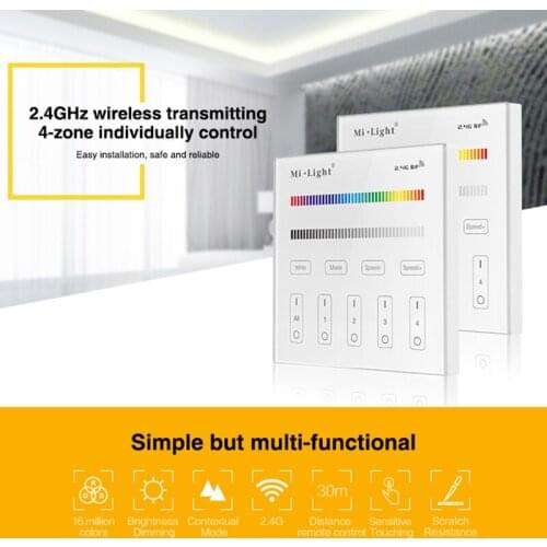 Milight T3 AC220V 4-Zone RGB RGBW and brightness dimming Smart Panel Remote Controller for led strip Mi.light lamp or bulb