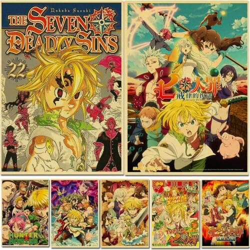 Jpanese Anime Vintage The Seven Deadly Sins Retro Poster kraft paper Wall Stickers Prints For Bar And Home Decor