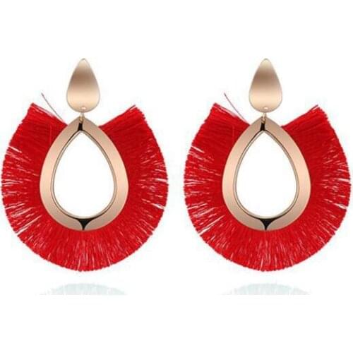 Charm Earrings Exaggerated Big-name Geometric Wild Temperament Fashion New Silk Tassels Female Earrings Gift Wholesale