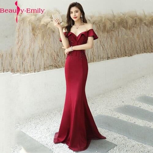 Luxurious Beaded Off the Shoulder Illusion Mermaid Evening Dress 2020 Charming Sleeveless V Neck Zipper Back Formal Party Dress
