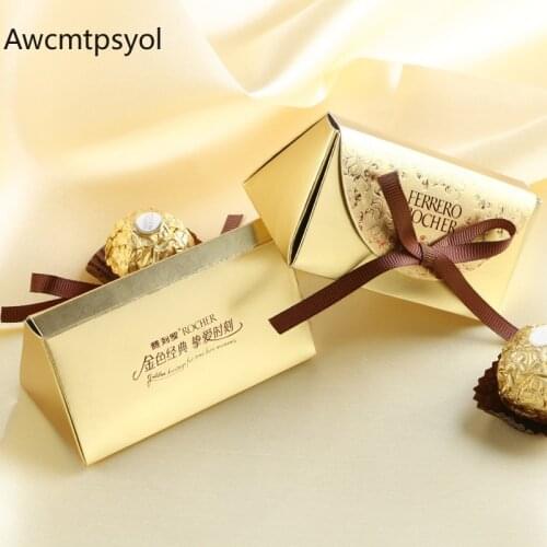 Gold Paper Ferrero Rocher Candy Box Wedding Favor and Gift Boxes Christmas Candy Bag for Wedding Decoration Party Supplies
