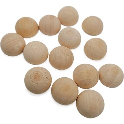 10pcs Semicircle Wooden Beads, Natural Unfinished Half Wooden Balls, Wood Rounds Farmhouse Beads for Crafts, Handicraft