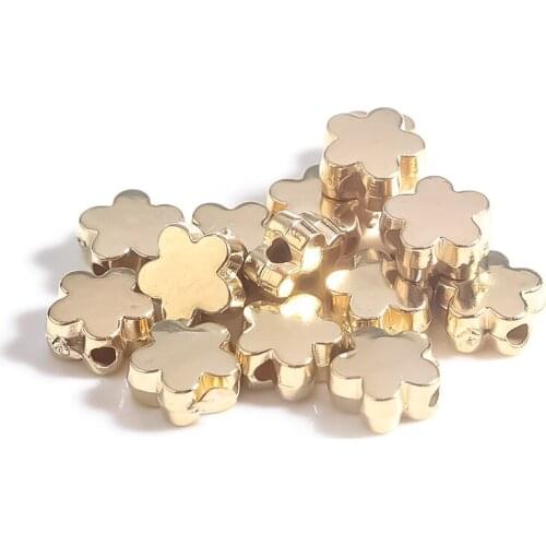 100Pcs CCB Gold Color Plum Bossom Shape Beads 6mm Diameter For Jewelry Making DIY Bracelet Accessories