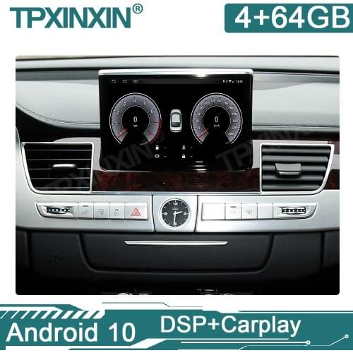 4+64G Android 10 For Audi A8 D4 2009-2017 Car Multimedia Player GPS Navigation Head Unit Auto Radio Audio Stereo Tape Recorder
