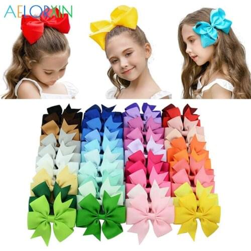 40pcs/Lot New Colorful Ribbon Bows Clips Hairpin Girls Hair Bows Hair Clip Headware Kids Headwear Hair Accessories