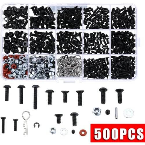 500PCS/lot RC Car Screws Combo Kits Buckle Shell Buckle Screw Nuts Hex Screws Plugs For HSP For Tamiya 1/10 1:10 Part Tool