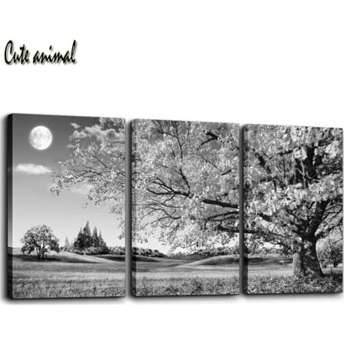 5D DIY Diamond painting 3pcs Autumn landscape black and white trees Diamond embroidery cross stitch kits Diamond mosaic art